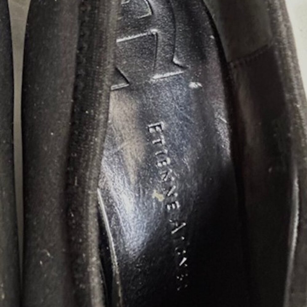 Etienne Aigner Black stretch Fabric Patent Wedge Heel Shoes - Picture 9 of 9